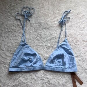 SKIMS Bridal Triangle Bralette Glacier Blue Silk Stretch Size 4X BA-TRI-2971 NWT